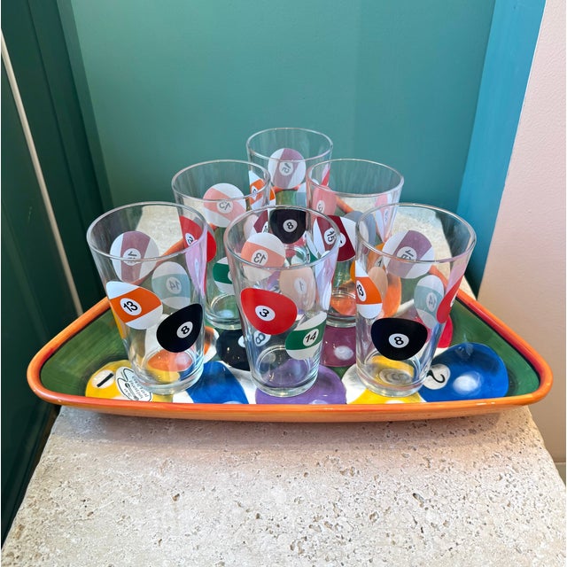 Ceramic Vintage Hand Painted Ceramic Billiard Ball Tray/Platter by Clay Art For Sale - Image 7 of 7