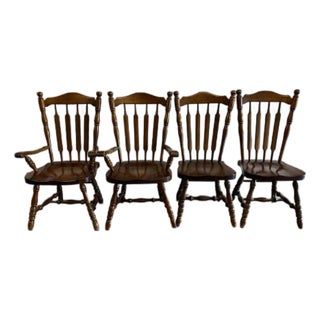Set of 4 Vintage Colonial Windsor-Style Dining Chairs With Armchairs (Nice) For Sale