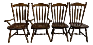 Set of 4 Vintage Colonial Windsor-Style Dining Chairs With Armchairs (Nice)