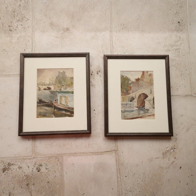 Early 20th Century French Watercolor Art (Set of 7) For Sale - Image 4 of 5