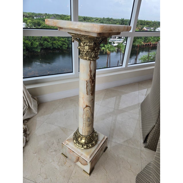 Ornate French Style Onyx and Bronze Louis 16th Pedestal For Sale - Image 12 of 12