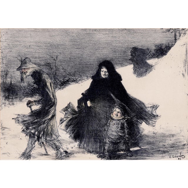 Charles lucien léandre (1862-1934) noel (christmas) original lithograph from the glorious portfolio "l'estampe moderne",...
