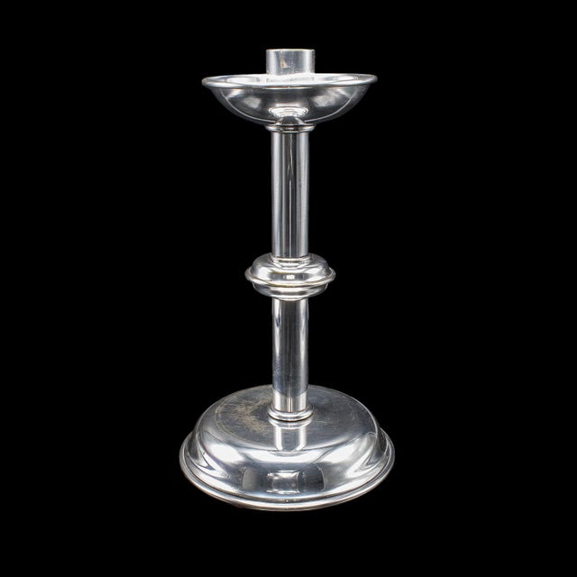 1950s Pair of Vintage Candlesticks, English, Silver Plate, Snuffer Tool, Mid Century For Sale - Image 5 of 11