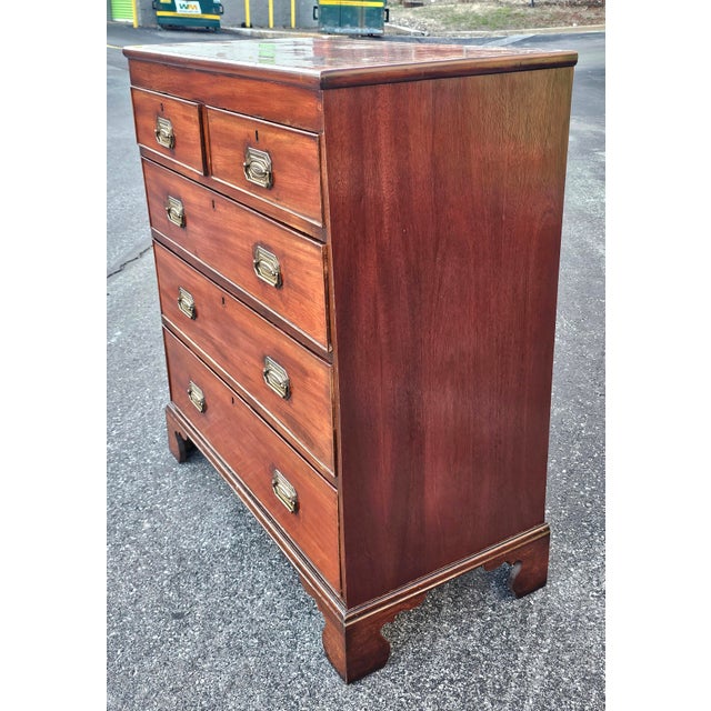 19th Century English Mahogany Five Drawers Chest With Inlaid Top For Sale - Image 9 of 15