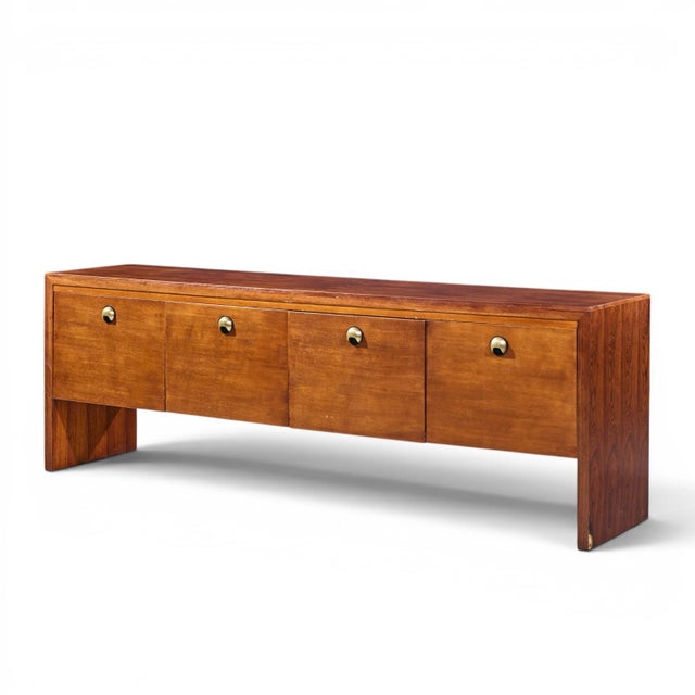 Mid-Century Modern Edward Wormley for Dunbar Mid Century Rosewood, Oak and Brass Credenza For Sale - Image 3 of 8