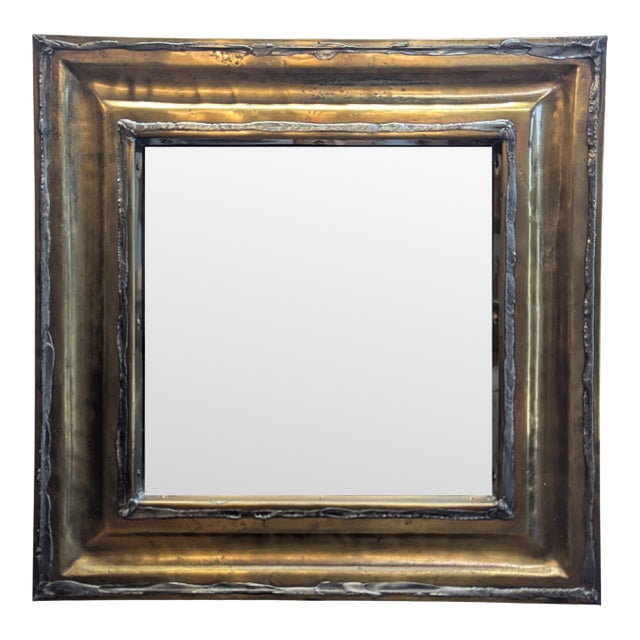 French Brutalist Mid Century Mirror For Sale