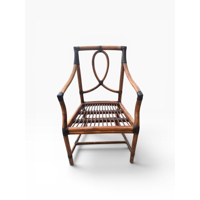 McGuire Set of Late 20th Century 6 McGuire Bamboo & Rattan Loop-Back Dining Armchairs For Sale - Image 4 of 17