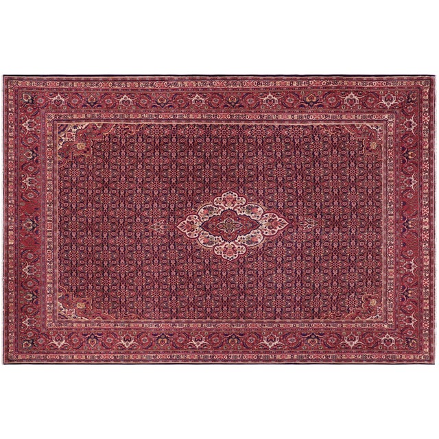 Blue Shabby Chic Persian Tabriz Blue/Red Wool Rug - 10'0'' X 12'6'' For Sale - Image 8 of 10