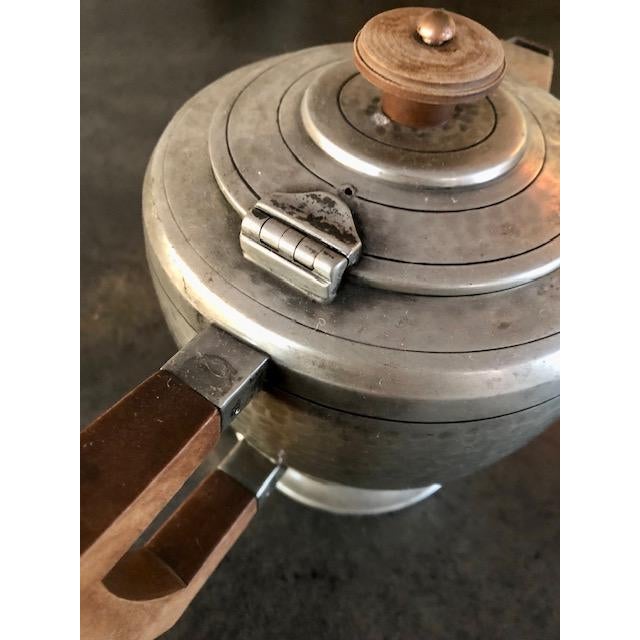 Metal 1930s Art Deco Sheffield Hammered Pewter Teapot For Sale - Image 7 of 9