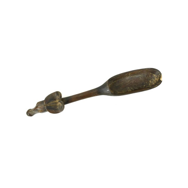 African Early 20th Century Dan Figural Wunkirile Spoon with Buffalo Côte d'Ivoire For Sale - Image 3 of 6