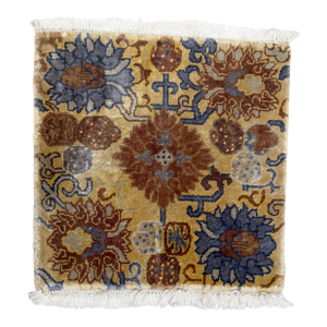 Vintage Floral Chinese Art Deco Rug Fragment 1'6" X 1'9"