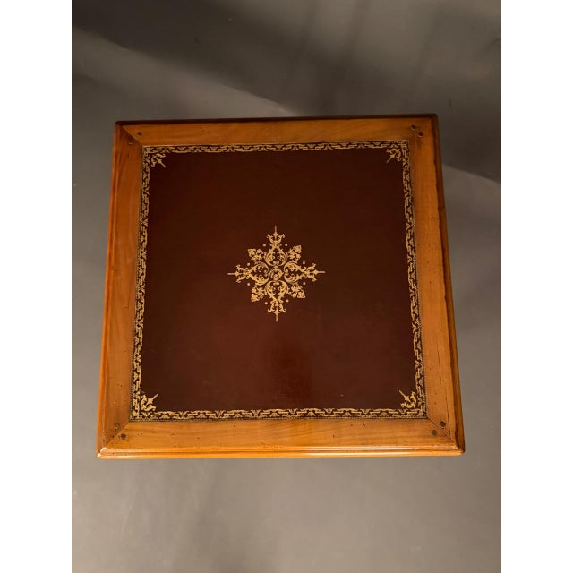 French Louis XV Style Cherry Wood Side Table With Leather Top, Circa 1920 For Sale - Image 15 of 17