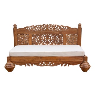 Finely Carved Royal Bali Club Daybed For Sale