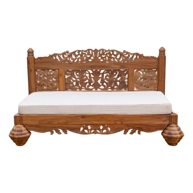Finely Carved Royal Bali Club Daybed For Sale
