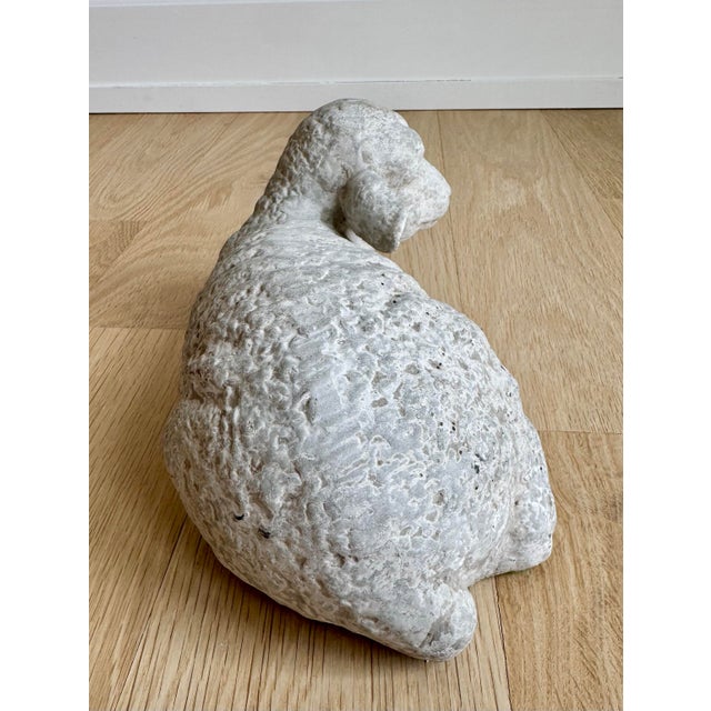Vintage Cast Stone Recumbent Lamb – 12" Garden Statue or Interior Doorstop For Sale - Image 4 of 7