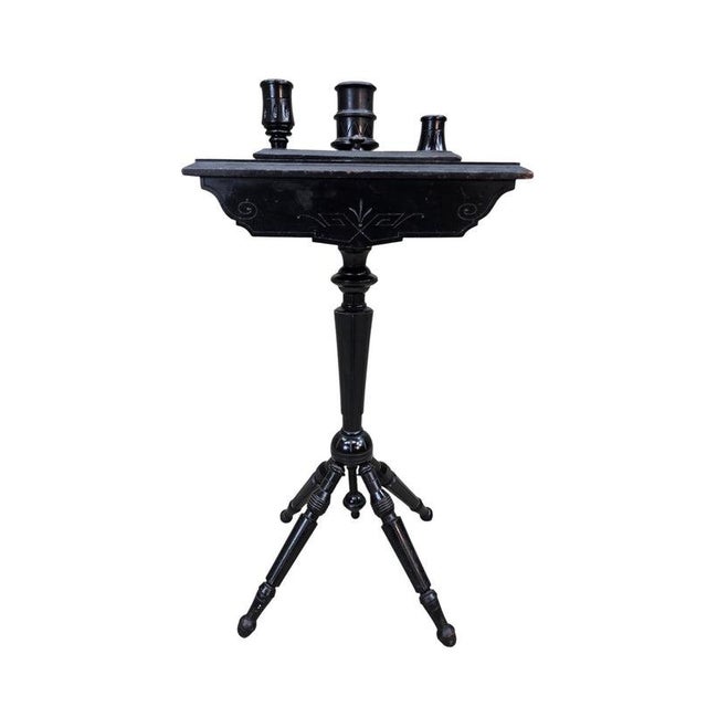 Wood Victorian Ebonized Barber Stand For Sale - Image 7 of 8
