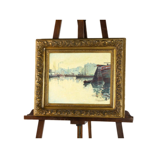 Charles André Igounet De Villers, French Impressionist Pier Scene, 20th Century, Oil on Canvas, Framed For Sale - Image 3 of 5