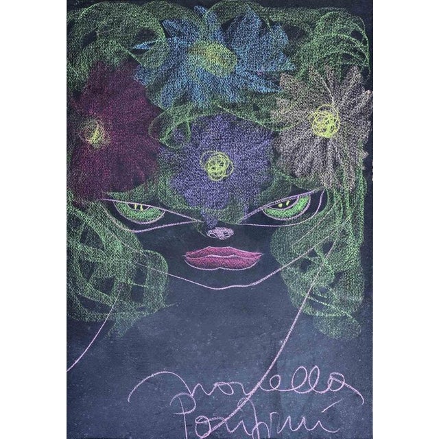 Oil pastels on cardboard, realized in 1970s. Hand signed. Includes a frame. Very good condition. This piece is attributed...