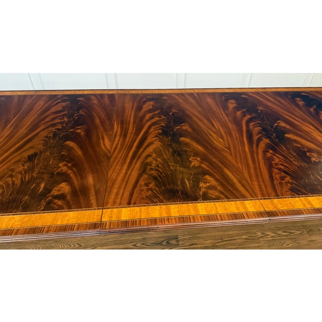 Traditional Georgian Style Multi-Banded Mahogany Dining Table by Leighton Hall - Showroom Sample For Sale - Image 10 of 18