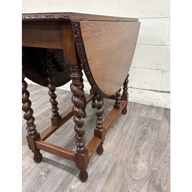 Antique 1800s English or American Jacobean Revival Drop Leaf Gate Leg Table For Sale In Kansas City - Image 6 of 14