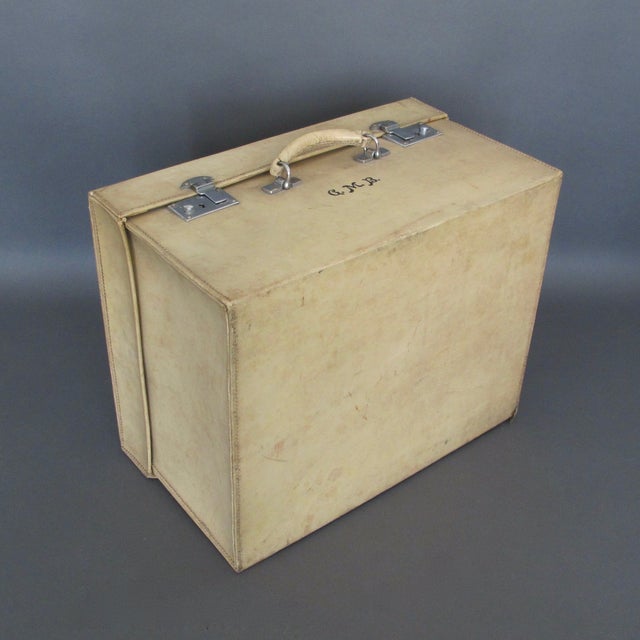 Antique 1920 English Square Cream Vellum Suitcase Chairish