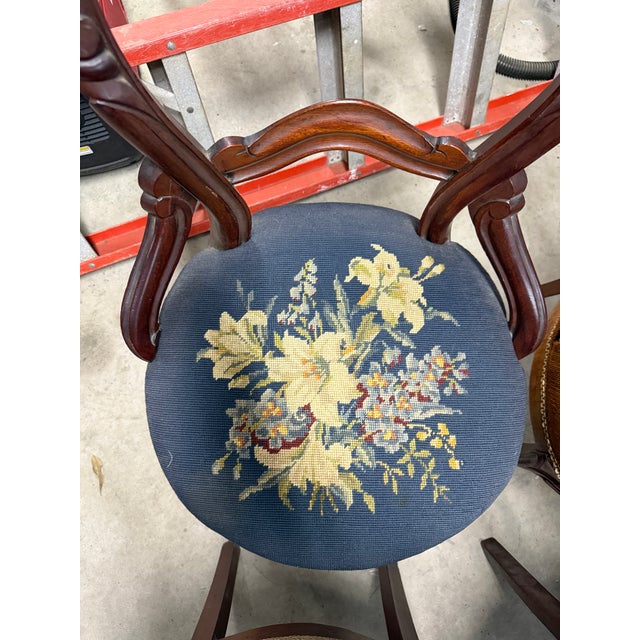 Wood Late 19th Century Set of 6 Louis Philippe Hand Embroidered Needlepoint Parlor Chairs For Sale - Image 7 of 14