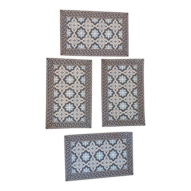 Beija Flor Ancient Tile Pattern Placemats- Set of 4 For Sale