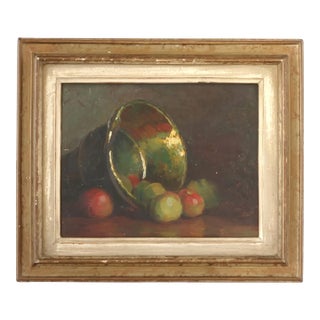 Early 20th-Century French Still Life – Apples in Brass Bucket For Sale