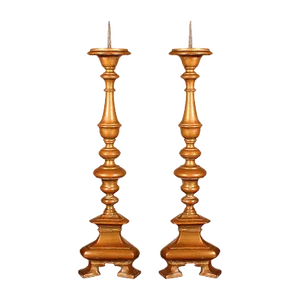17th Century Italian Bronze Candleholders, Set of 2
