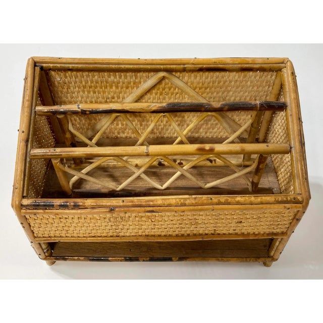 Chinoiserie Scorched Bamboo Desk Organizer For Sale - Image 3 of 5
