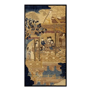 1920s Traditional Antique Artistic Chinese Scenic Pictorial Peking Area Rug For Sale