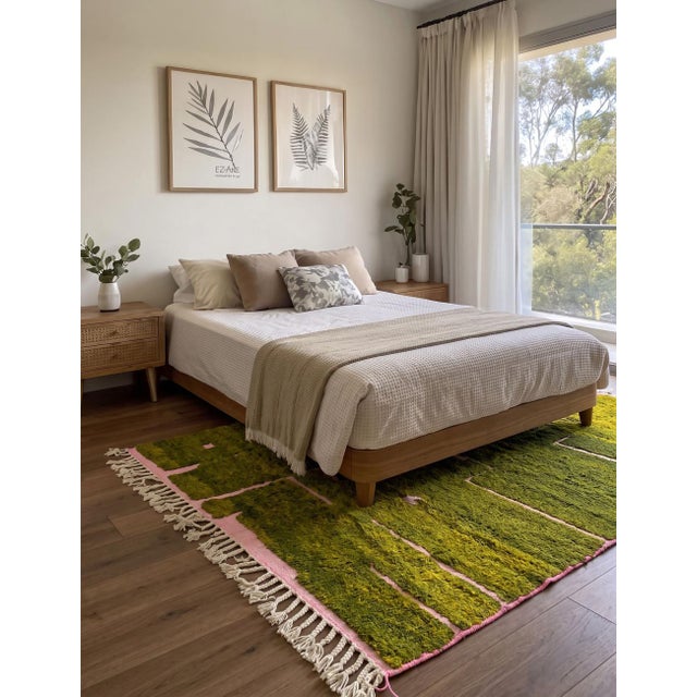 2020s Green Moroccan Wool Rug - 10.2 X 8.2 Ft For Sale - Image 5 of 6