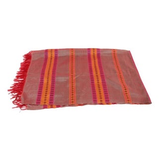 Hand Woven Cactus Fiber Table Runner in Red/Orange For Sale