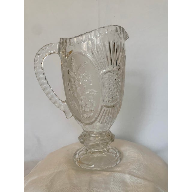 Beautiful frosted crystal pitcher made by Zajecar. This piece is frosted and cross hatched featuring a classic footed...