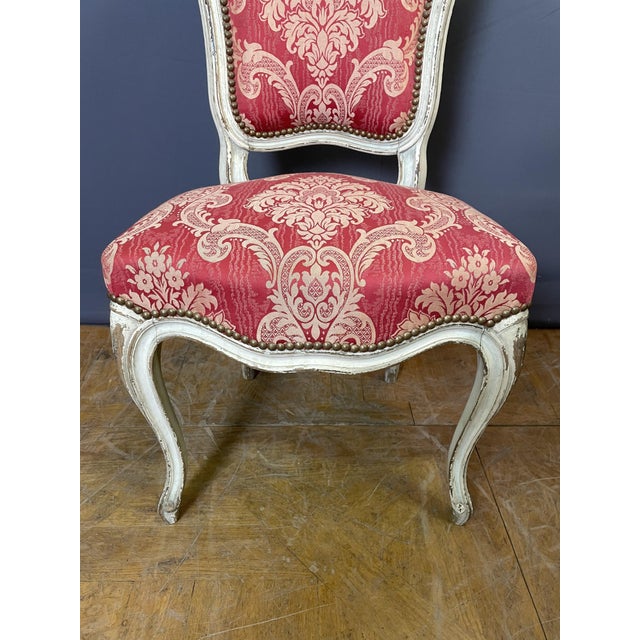 Red Antique Louis XV Chairs in Polychrome Wood, 1890s, Set of 4 For Sale - Image 8 of 9