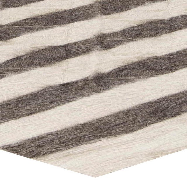 Gray Taurus Collection Modern Striped Goat Hair Rug by Doris Leslie Blau For Sale - Image 8 of 8