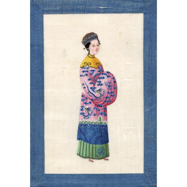 19th Century Chinese Qing Export School Album of Court Figure Paintings on Pith, Canton For Sale - Image 18 of 18