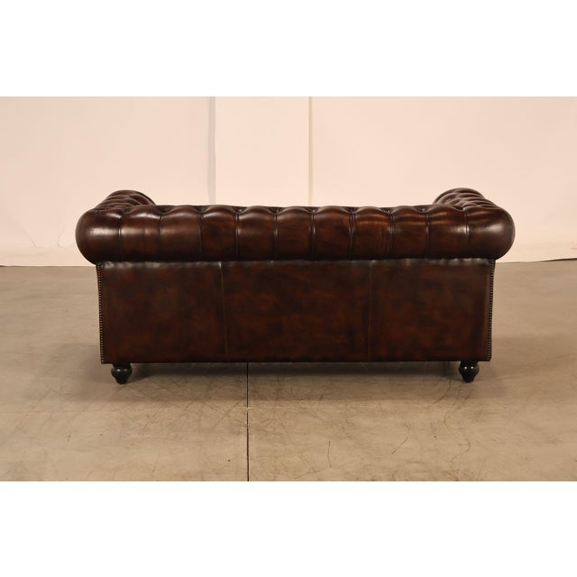 Chesterfield Style Tufted Brown Leather Sofa For Sale - Image 18 of 18