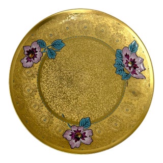 Stouffer Encrusted Gold Plate Hand Painted Bavaria Artist Signed For Sale