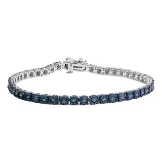 Black Rhodium Plated .925 Sterling Silver 1.0 Cttw Diamond Miracle Tennis Bracelet (Enhanced Blue Color, I3 Clarity) - 7" For Sale