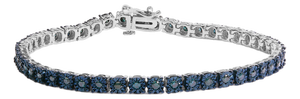 Black Rhodium Plated .925 Sterling Silver 1.0 Cttw Diamond Miracle Tennis Bracelet (Enhanced Blue Color, I3 Clarity) - 7"