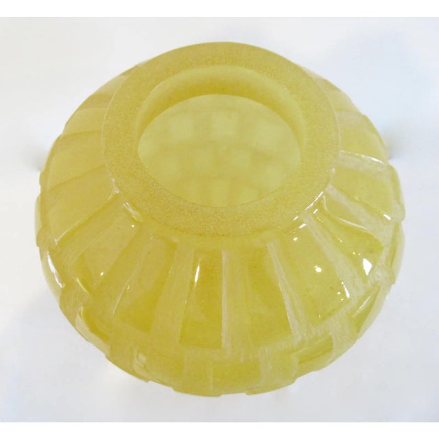 Daum, France Signed "Rhythms," Large Pate De Verre Crystal Vase/Vessel, in a Geometric Relief Design Motif For Sale In West Palm - Image 6 of 16