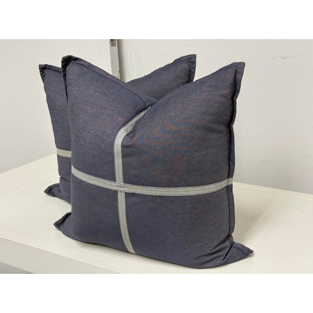 Design Plus Gallery presents a set of four Strauss Denim Decorative Pillows by Thom Filicia from Eastern Accents....