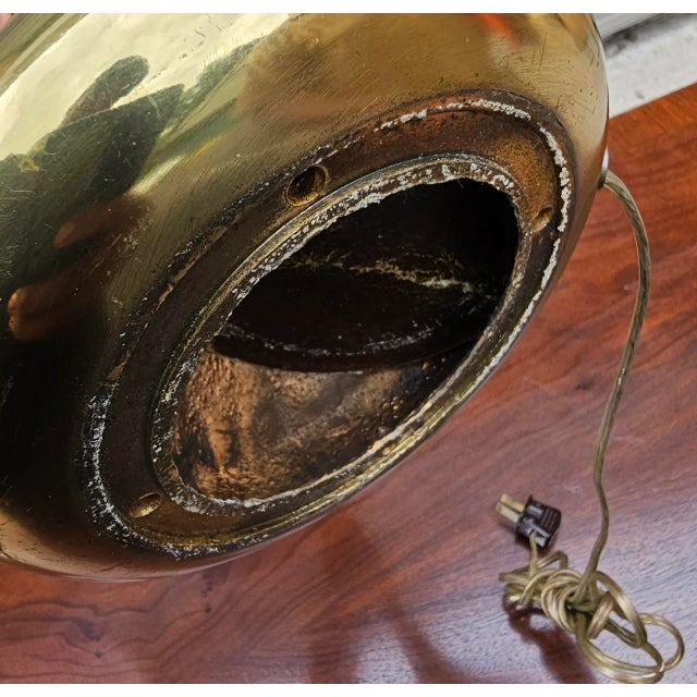 Metal Mid 20th Century Hollywood Regency Solid Brass Table Lamps Attriibuted to Laurel Lamp Co. - a Pair For Sale - Image 7 of 7