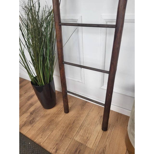 Vintage Italian Rustic Wooden Ladder Stair Step, 1980s For Sale - Image 6 of 8