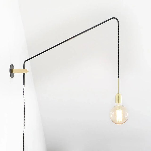 Not Yet Made - Made To Order Minimalist Modern Brass & Oxidized Steel Potence Wall Lamp from Balance Lamp For Sale - Image 5 of 7