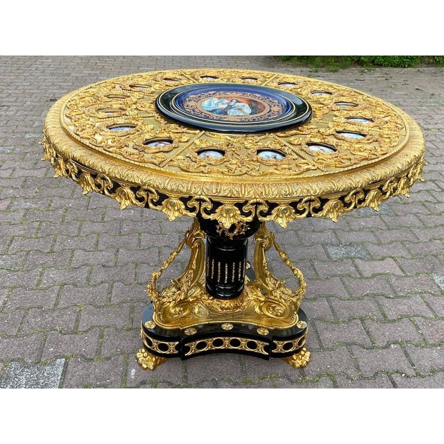 French 1960s French Louis XVI Bronze Porcelain Center Table For Sale - Image 3 of 15