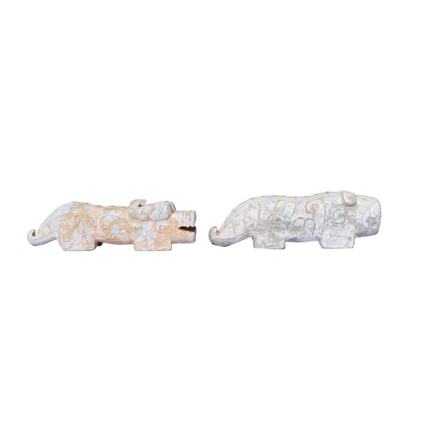 Pair of Archaic-Style Carved Stone Mythical Beast Figures For Sale In San Diego - Image 6 of 8