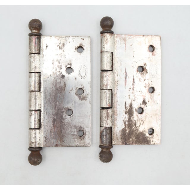 Mid 20th Century Pair of Vintage 5 X 5 In. Sargent Steel Butt Door Hinges For Sale - Image 5 of 5