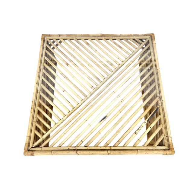 Vintage Bamboo Square Glass Top Coffee Table For Sale In Philadelphia - Image 6 of 8